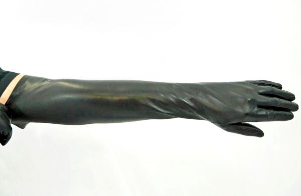 Schwarze Lederhandschuhe 60 cm lang MICELI - Made in Italy