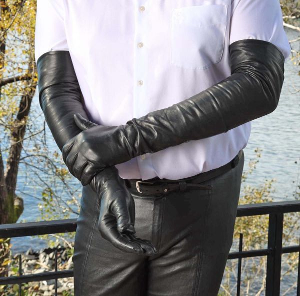 80 cm lange Lederhandschuhe mit Seidenfutter MICELI - Made in Italy